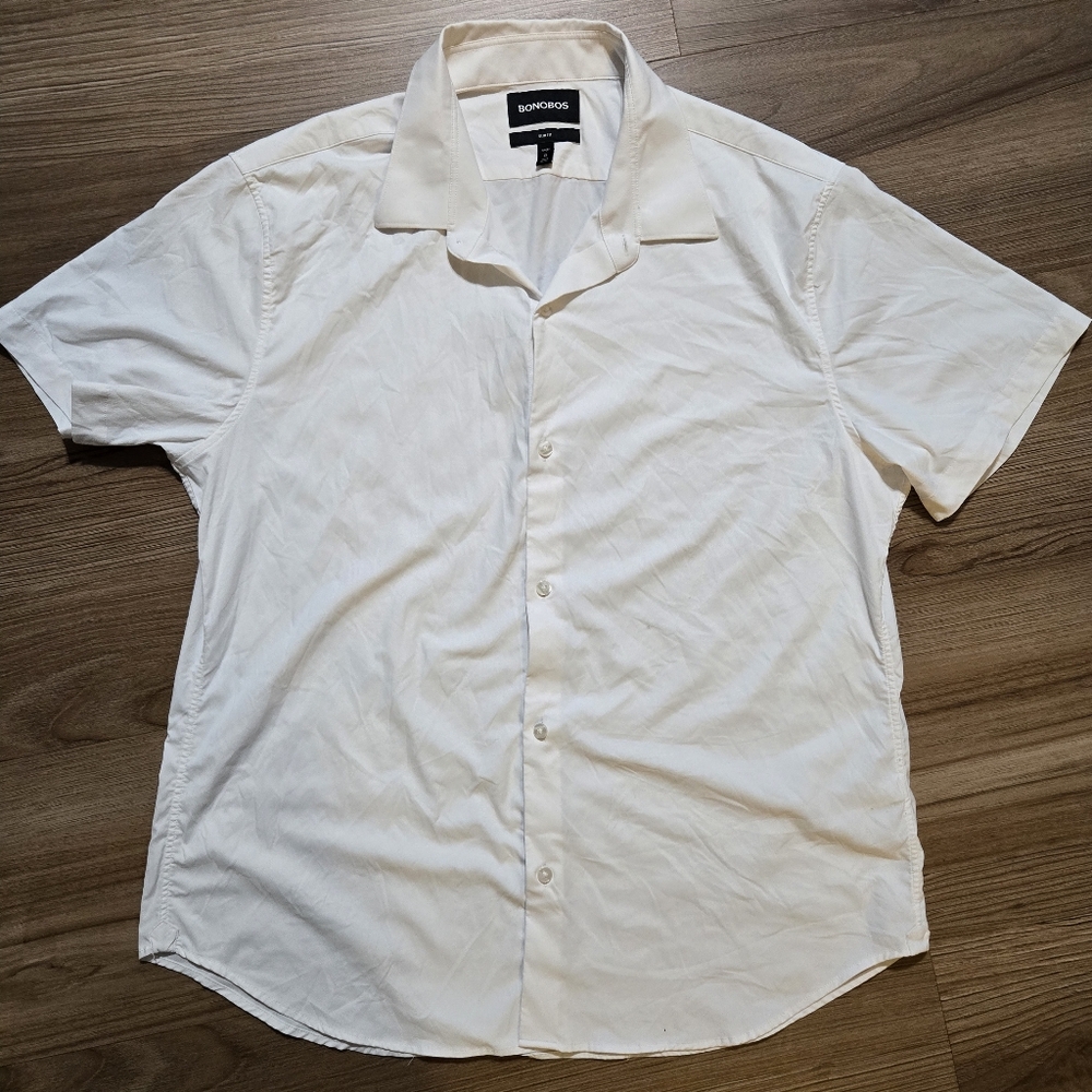 Bonobos White Short-Sleeve Casual Button-Down Shirt